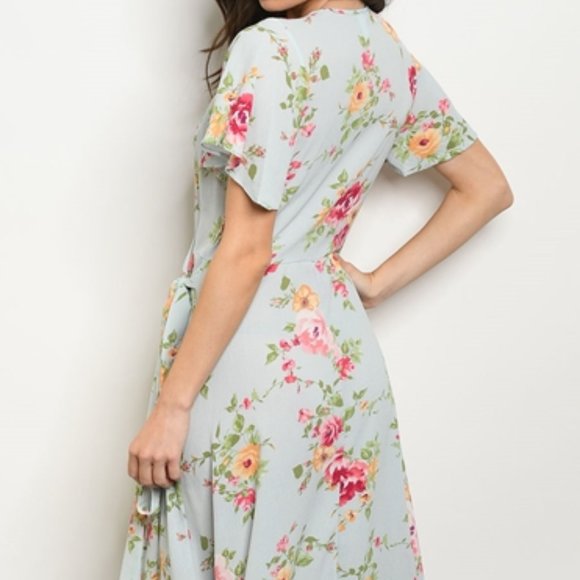 #52 FLORAL PRINT WRAP DRESS - Picture 3 of 9